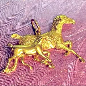 14K Gold Horse & Pony Pendant